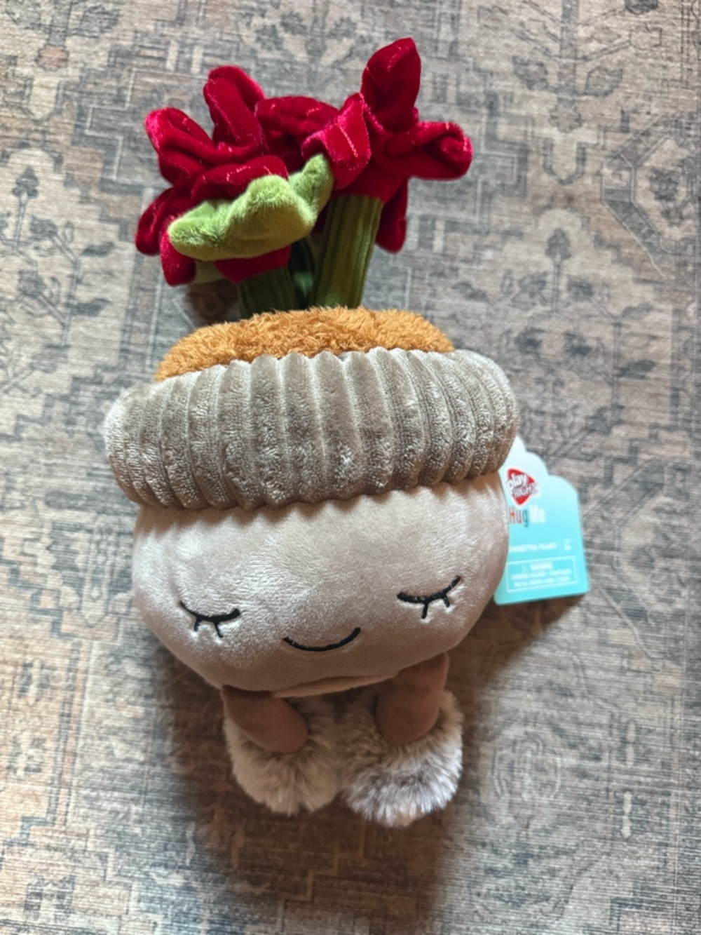 Plush Potted Plant Decorative Soft Toy Poinsettia Plant  - Beige, Red